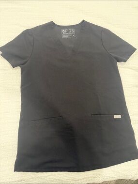 FIGS Black V-Neck Scrub Top